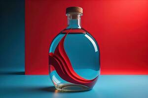 flaska av vatten på fast Färg bakgrund. ai generativ foto