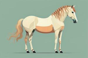 brun och vit häst stående. vektor illustration. ai generativ foto