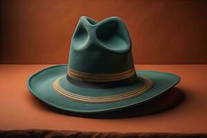 modern hatt på en fast Färg bakgrund. ai generativ foto