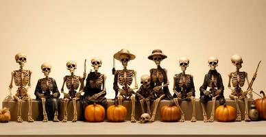 skelett i halloween kostymer - ai genererad bild foto