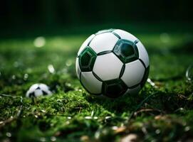 fotboll boll liggande i de mål netto foto