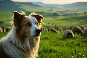 gräns collie hund herde generativ ai foto