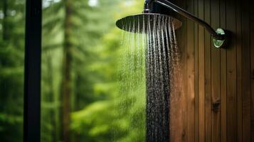 regn dusch färsk sommar vatten generativ ai foto