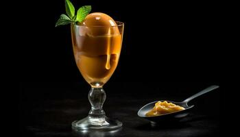 färsk frukt cocktail i en glas, garnerad med mynta blad genererad förbi ai foto
