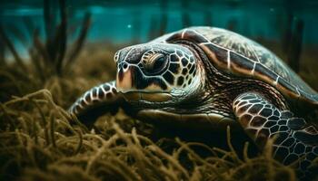 hav sköldpadda i de marinmålning skönhet i natur scen genererad förbi ai foto