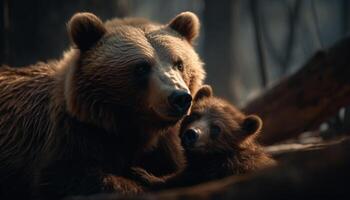 söt panda Valp spelar i de skog, ser på kamera genererad förbi ai foto