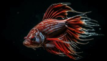 under vattnet rörelse avslöjar de skönhet av mång färgad tropisk fisk genererad förbi ai foto