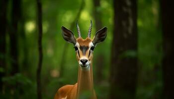 impala gasell stående i de vild, varna och ser på kamera genererad förbi ai foto