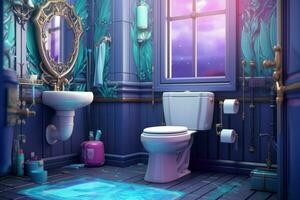 toalett anime visuell ny spel. generera ai foto