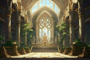 tempel tron anime visuell ny spel. generera ai foto