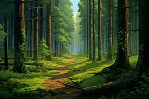skog naturskön anime visuell ny spel. generera ai foto
