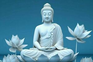 buddha staty lotus. generera ai foto