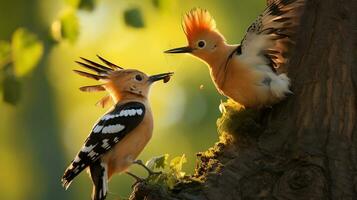 hoopoes cirkel av liv. fångande de ögonblick av föräldrar matning och spirande tillväxt foto