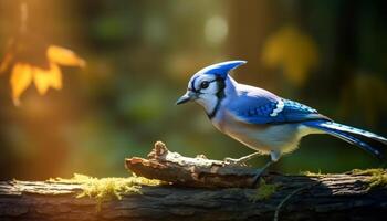 en färgrik nötväcka perching på en gren i de skog genererad förbi ai foto