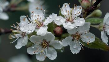 friskhet av springtime stänga upp av en enda blomma i blomma genererad förbi ai foto