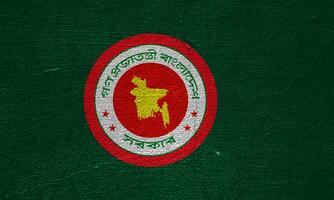 flagga och täcka av vapen av människors republik av bangladesh på en texturerad bakgrund. begrepp collage. foto