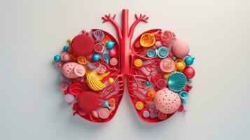 3d illustration attrapp av de mänsklig organ systemet, anatomi, nervös, cirkulations, matsmältning, utsöndring, urin, och ben system. medicinsk utbildning begrepp, generativ ai illustration foto