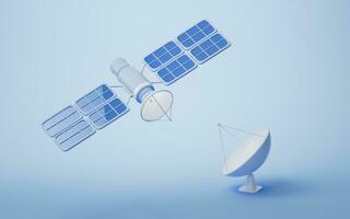 Plats orbital satellit, flyg- och kommunikation begrepp, 3d tolkning. foto