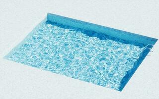 simning slå samman med blå vatten inuti, 3d tolkning. foto