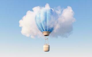 varm luft ballong med tecknad serie stil, 3d tolkning. foto