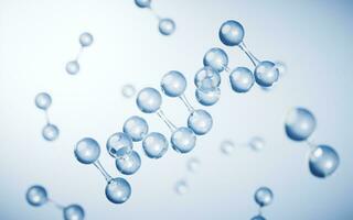 molekyler med blå bakgrund, 3d tolkning. foto