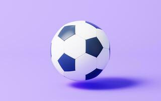 fotboll isolerat på lila bakgrund, 3d tolkning. foto
