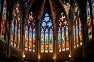 se av gotik katedral färgade glas foto