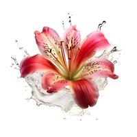 skön rosa orkide med stänk vatten. ai generativ foto