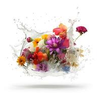 blommor med vatten stänk. ai generativ foto