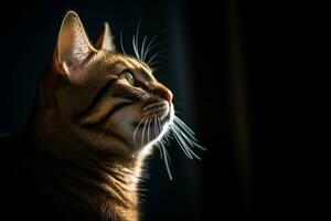 porträtt av en bengal katt generativ ai foto
