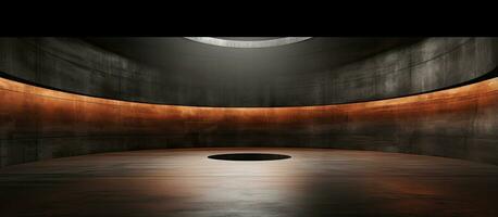 arkitektonisk bakgrund med en slät mörk och tömma abstrakt interiör tillverkad av brun betong illustration och tolkning foto