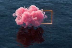 rosa moln flyta över de hav, 3d tolkning. foto