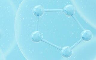 kemisk molekyl med blå bakgrund, 3d tolkning. foto
