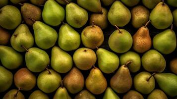 realistisk Foto av en knippa av päron. topp se frukt landskap. ai genererad