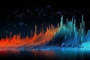 abstrakt bakgrund med blå och röd utjämnare illustration. abstrakt bakgrund av data visualisering, ai genererad foto