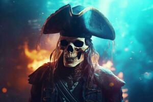 död- pirat skelett. generera ai foto