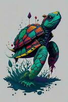 en detaljerad illustration av en sköldpadda för en t-shirt design, tapet, och mode foto