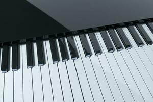 piano nycklar med mörk bakgrund, 3d tolkning. foto
