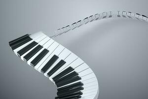 piano nycklar med vit bakgrund, 3d tolkning. foto