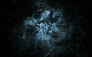 lysande partiklar med vågig mönster, magisk galax, 3d tolkning. foto
