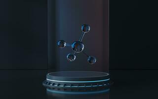 molekyl strukturera och skede, 3d tolkning. foto