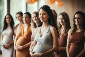 gravid kvinna håller på med yoga i en grupp av Övrig kvinna foto