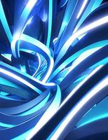 3d framställa abstrakt trogen bakgrund med mörk blå lysande neon sicksack- rader. generativ ai foto