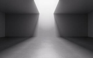 vit tömma rum med topp ljus, 3d tolkning. foto