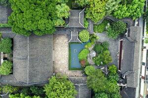 antenn av gammal traditionell trädgård, suzhou trädgård, i Kina. foto
