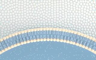 cell membran med blå bakgrund, 3d tolkning. foto