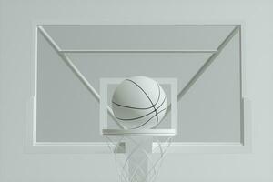3d modell av basketboll står, 3d tolkning. foto
