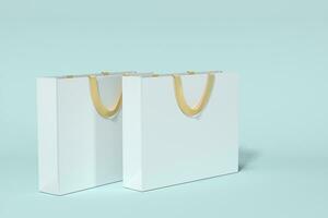 papper handla väska, produkt förpackning, 3d tolkning. foto