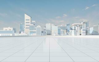 digital stad modell med vit bakgrund, 3d tolkning. foto