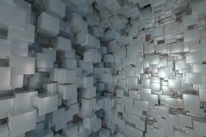 de rum tillverkad av kuber, i tredimensionell Plats, 3d tolkning. foto
